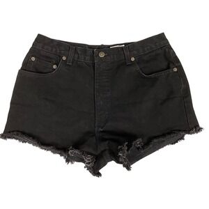 Moda Intl High Rise Raw Hem Cut Off Mini Denim Shorts Womens 10 USA Vintage Y2K